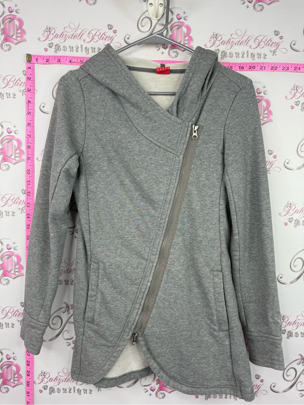 Puma sweater Gray Asymmetric Zip Hooded Sweatshirt